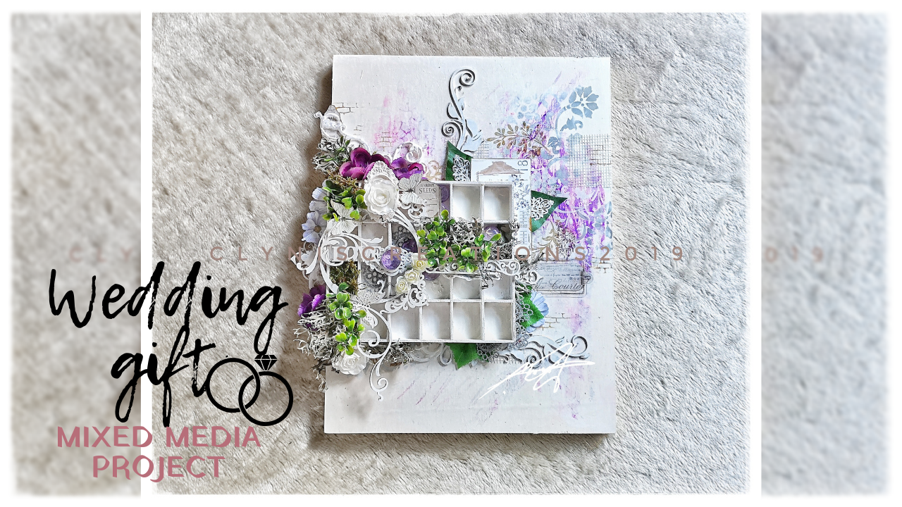 purple and silver wedding theme inspiration, purple, gray and green color combination, mixed media art using dollarama items, whimsical and vintage art, beginners mixed media art tutorial, how to make a unique wedding gift, create your own art background, how to break a blank page, 12x16 in mixed media wall art, art for gardeners and plant lovers